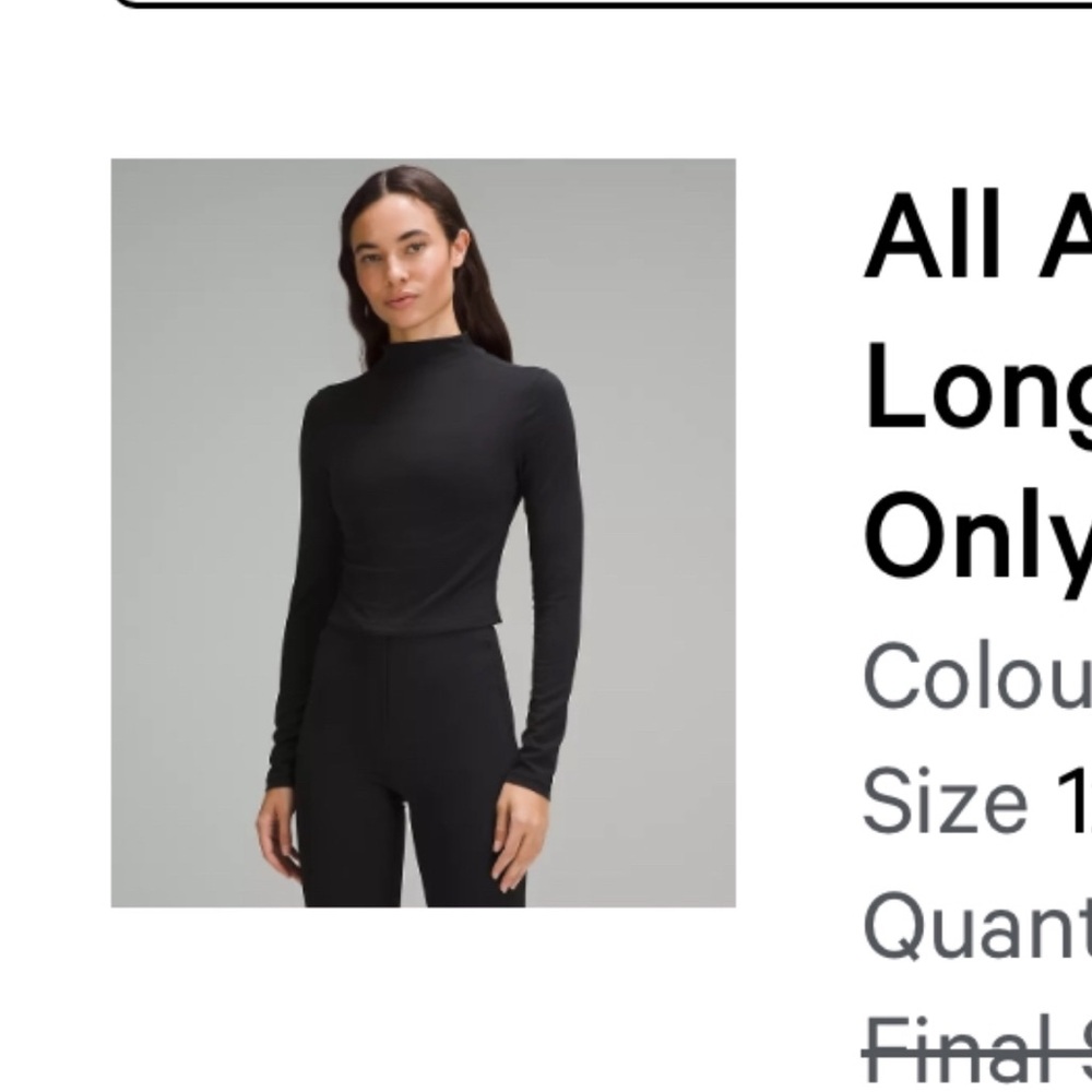 Lululemon All Aligned Mock Neck Long Sleeve Shirt in Black